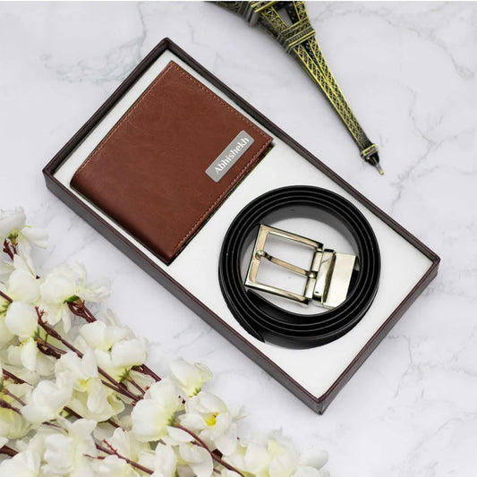 Personalized Gift : Stylish Personalized Wallet & Belt Combo for Men