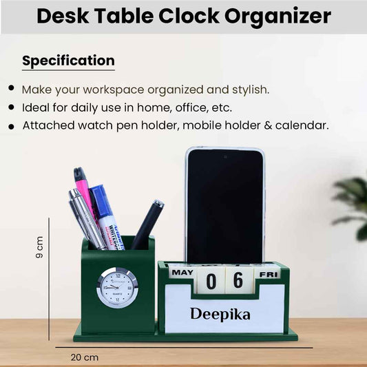 Personalized Gifts : Elegant Desk Clock with Pen Set