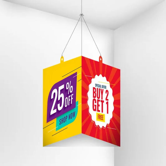 4 Folding Dangler Double Impact for Every Promotion on 300 gsm Paper (MOQ 500)